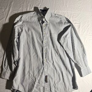 Tommy Hilfiger Shirt Button Down Men's Large 15 32 Long Sleeve Hickory Stripe